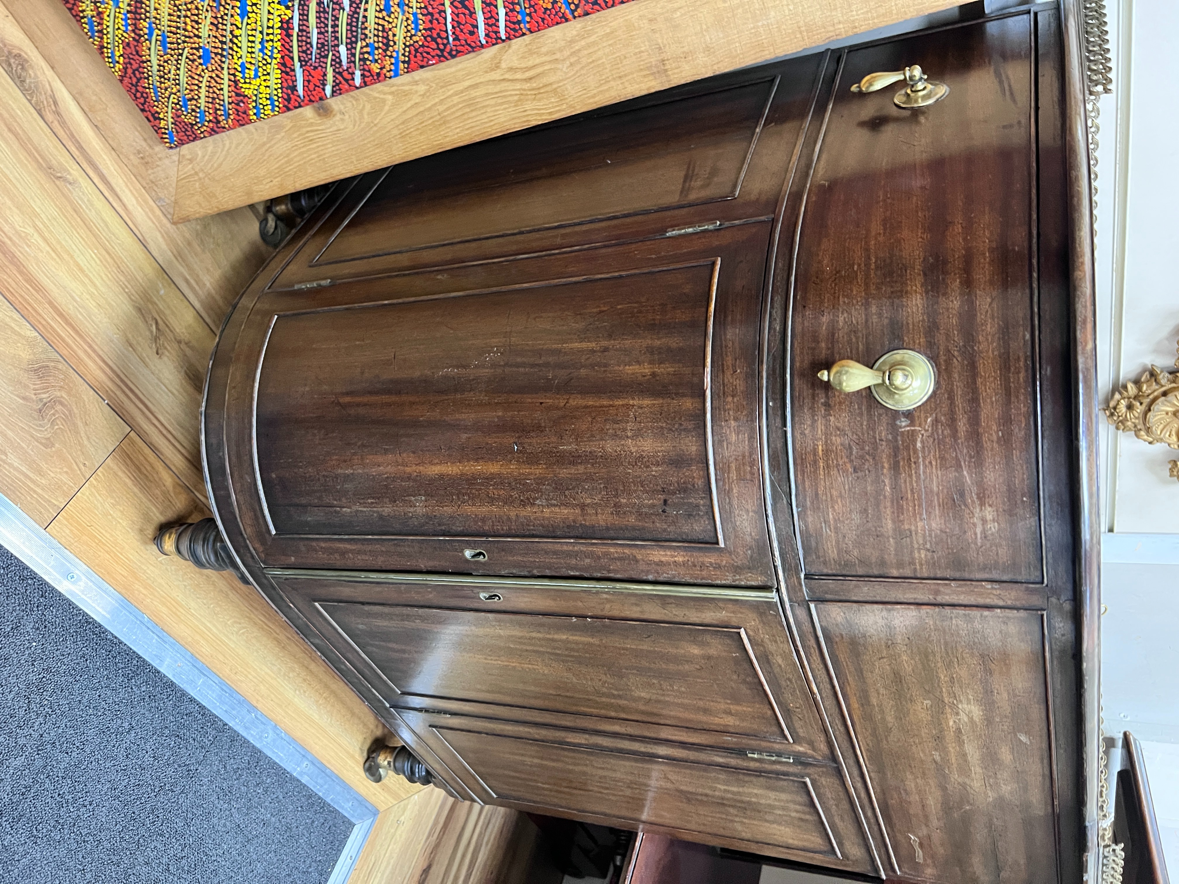 An early 20th century Irish mahogany wine cooler cabinet, width 73cm, depth 55cm, height 94cm